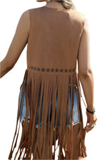 Long Faux Suede Hippie Cowgirl Style Overlay Vest (Adult)