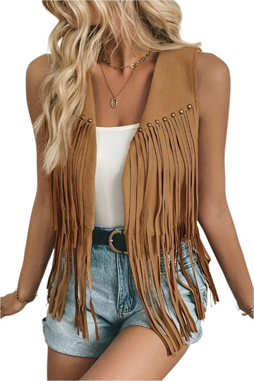 Rivet Fringe Faux Suede Cowgirl Vest (Adult)