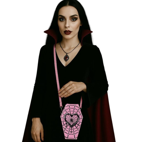 Pink Gothic Web Coffin Handbag