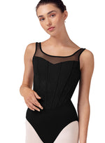 Ladies Bloch Corset Embroidered Tank Leotard L50002 (Black)