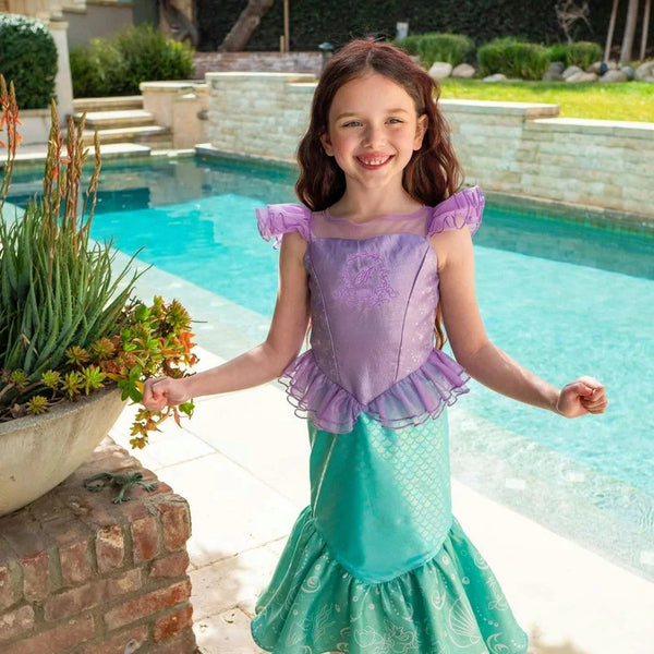 dress up little mermaid A Leading Role x Disney Princess Ariel Premium Washable 4 The Shifting Leaves Chevron Color:DKA Puffed bi Bug Print Slip Dress: