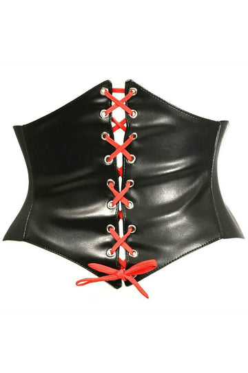 Black Faux Leather Waist Cincher (Plus)