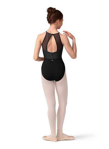 Ladies Mirella Stripe Halter Leotard M40001LM (Black)