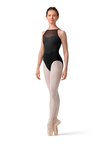 Ladies Mirella Stripe Halter Leotard M40001LM (Black)
