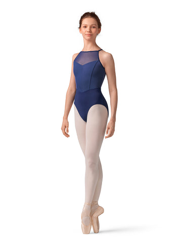 Ladies Mirella Stripe Halter Leotard M40001LM (Ink)