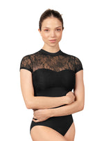 Womens Mirella Lace Cap Sleeve Leotard M5109LM (Black)