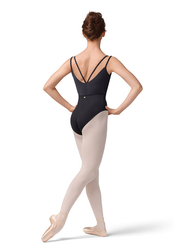 Ladies Mirella Stripe Bodice Camisole Leotard M70001LM (Black)
