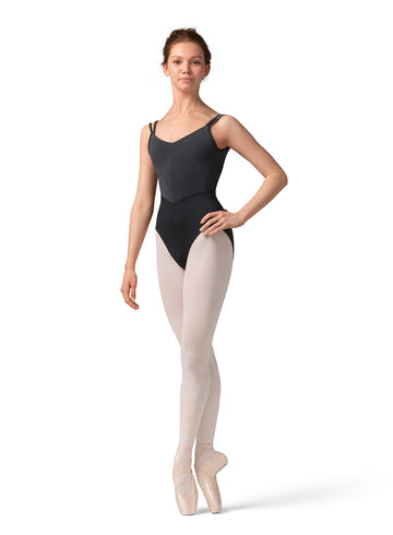 Ladies Mirella Stripe Bodice Camisole Leotard M70001LM (Black)