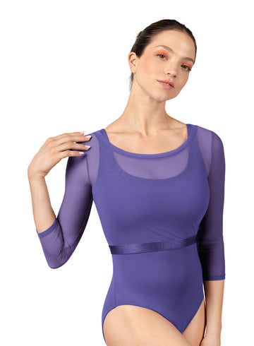 Womens Mirella Sheer Overlay Top M7064L (Tanzanite)