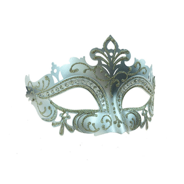 Crystal Venetian Style Mask (Silver)