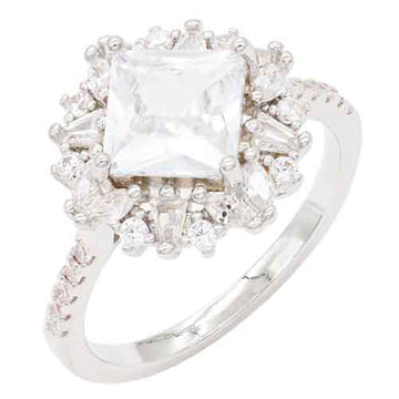 Rhodium Plated Clear CZ Ring