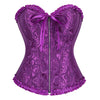 Elegant Brocade Zip Front Corset (Purple)