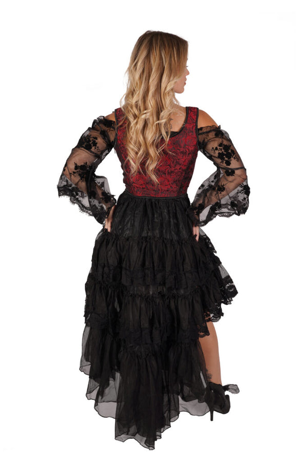 Deluxe Lace Organza High Low Skirt (Black)