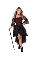 Deluxe Lace Organza High Low Skirt (Black)
