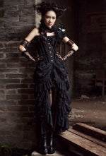 Deluxe Lace Organza High Low Skirt (Black)