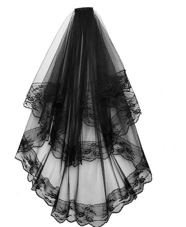 Gothic Lace Net Veil (Black)
