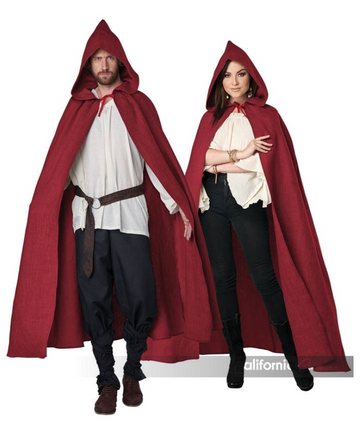 Burgundy Hooded Cloak (Adult)