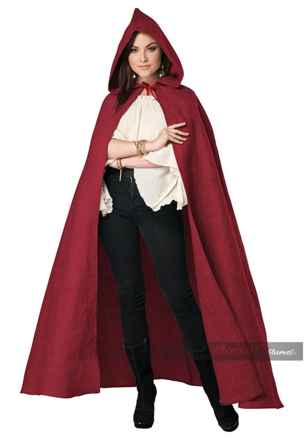 Burgundy Hooded Cloak (Adult)