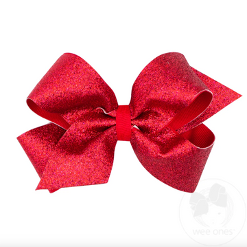 Red Glitter Grosgrain Bow (Medium)
