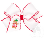 Gingerbread Print Holiday Bow (Red)