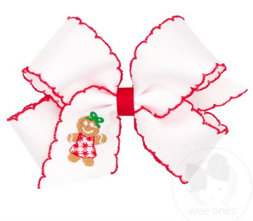 Gingerbread Print Holiday Bow (Red)
