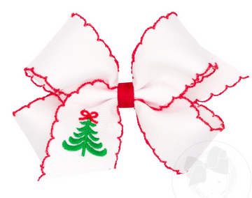 Tree Embroidered Holiday Bow