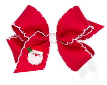 Santa Embroidered Holiday Bow
