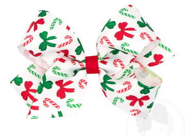 Candy Cane Print Bow