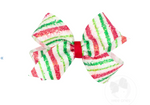 Medium Sequin Striped Holiday Bow (Red/Green)
