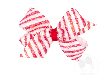 Sequin Striped Holiday Bow (Red/White)