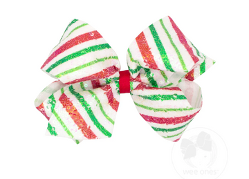 King Sequin Striped Holiday Bow (Red/Green)