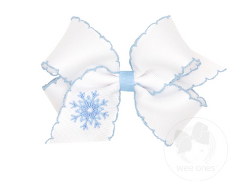 Snowflake Embroidered Holiday Bow