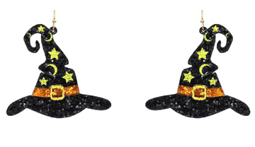Glitter Witch Hat Earrings