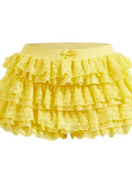 Tiered Yellow Lace Skort