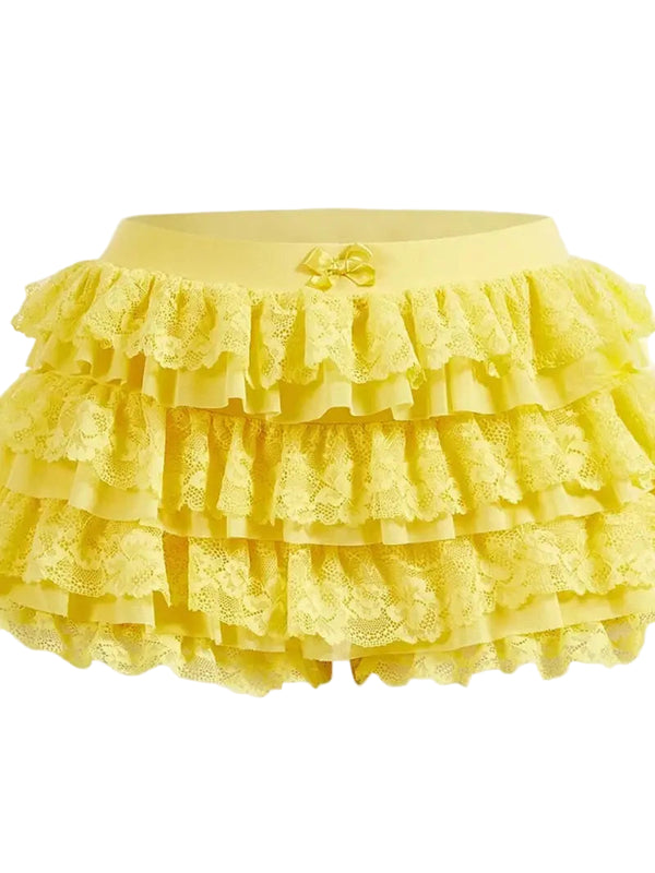 Tiered Yellow Lace Skort