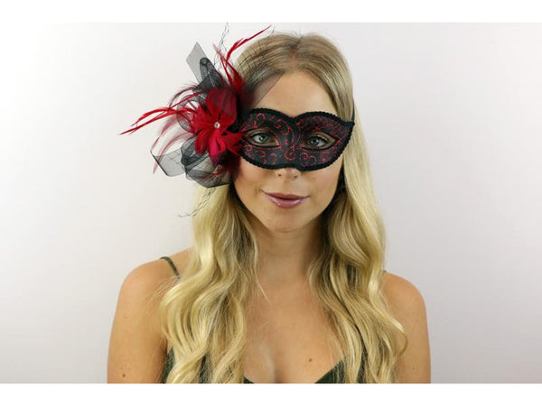 Glitter Flower Mask (Red)