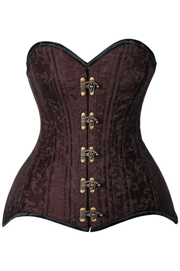 Curvy Brocade Steel Boned Corset (Brown)