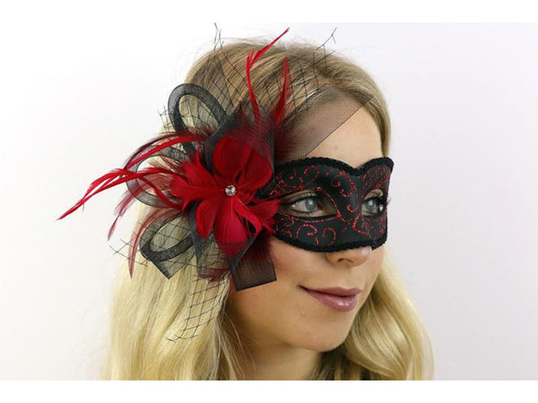 Glitter Flower Mask (Red)