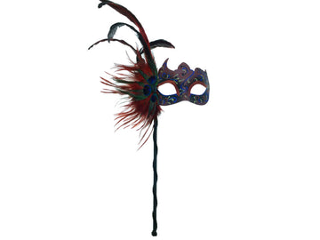 Black Venetian Mask with Handle