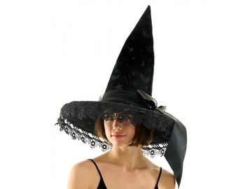 Lace Trim Witch Hat (Black)