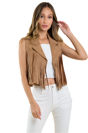 Collared Faux Suede Cowgirl Vest (Adult)