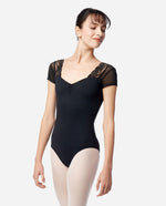Valeria Lace Cap Sleeve Leotard by Lulli LUB682 (Black)