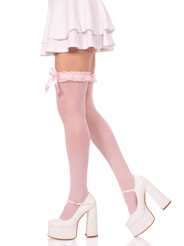 Lace Garter Sheer Striped Thigh High