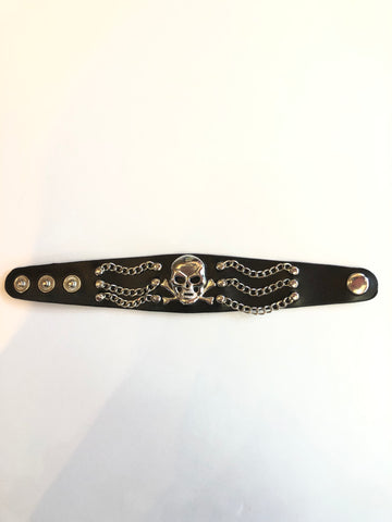 Skull & Chains Biker Wristband