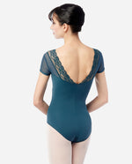 Valeria Lace Cap Sleeve Leotard by Lulli LUB682 (Black)