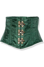 Dark Green Brocade Steel Boned Mini Cincher