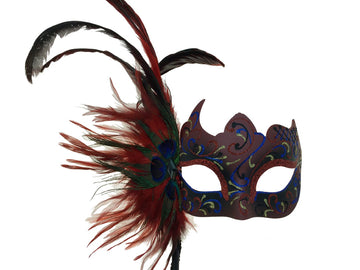 Black Venetian Mask with Handle