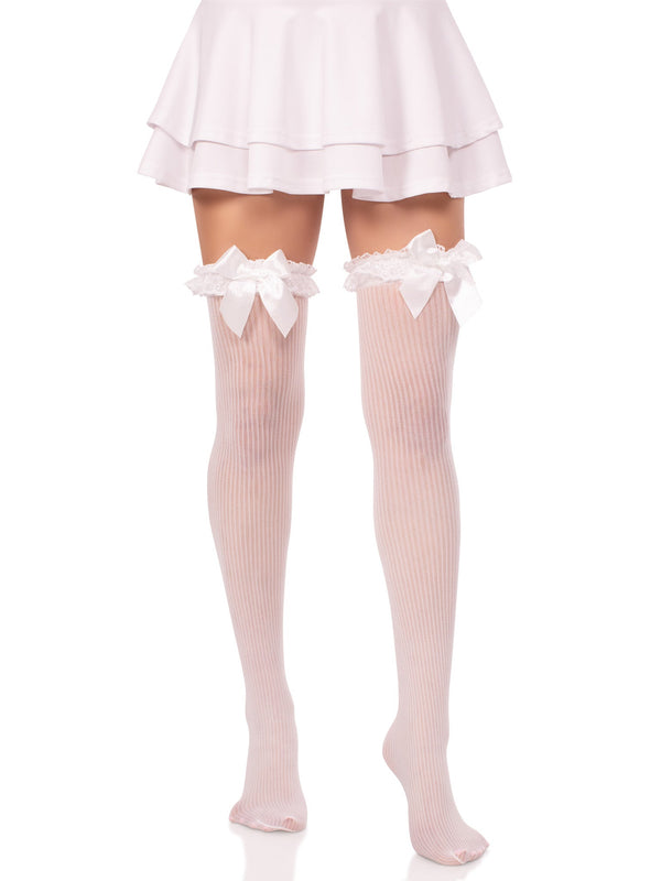Lace Garter Sheer Striped Thigh High
