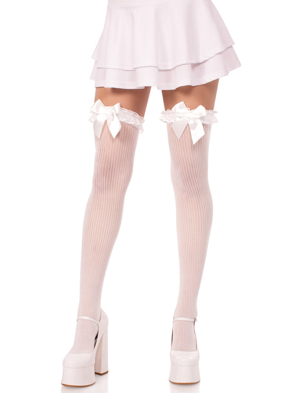 Lace Garter Sheer Striped Thigh High