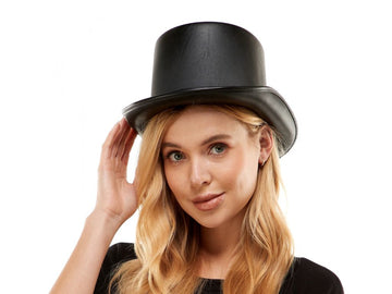 Black Leather Top Hat